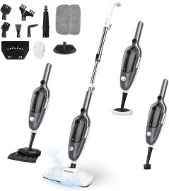 Steam Mop - Máy lau nhà hơi nước cầm tay mạnh mẽ đa năng, máy lau sàn có thể tháo rời với 11 phụ kiện, máy lau nhà hơi nước đa năng cho sàn gỗ cứng, quần áo, cửa sổ, gạch, đồ nội thất, thảm, sử dụng cho toàn bộ ngôi nhà