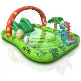 Trung tâm vui chơi bơm hơi Dino Planet, Bể bơi trẻ em Airefina, 97"x76"x41" Summer Swim Blow up Kiddie Pool, Rectangular