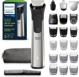 Máy tỉa lông đa năng Philips Norelco, Philips Norelco Multigroom 7000 Series, All-in-One Trimmer, Beard Trimmer and Hair Clipper, 23-Piece Men's Grooming Kit for Beard, Face, Nose, Ear, Body, with Titanium Blades, Travel Pouch, MG7970/49