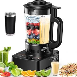 Blenders for Kitchen with Glass Jar, Máy xay sinh tố làm nóng chuyên nghiệp PRASKY 1500W 55oz, Máy xay sinh tố protein tốc độ cao 25000 vòng/phút, Máy xay sinh tố giữ ấm, Tự động làm sạch cho thực phẩm, súp, nước sốt