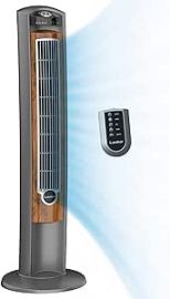Quạt đứng Lasko 42" Wind Curve with Ionizer, Timer and Remote, Gray/Woodgrain, 2554, New