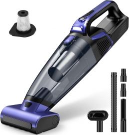 Pet Hair Handheld Vacuum Cordless: Máy hút bụi ô tô công suất cao 20000PA có chổi cơ giới và đèn LED, Máy hút bụi cầm tay có thể sạc lại với bộ lọc tái sử dụng cho ô tô, gia đình, văn phòng và thú cưng, màu tím