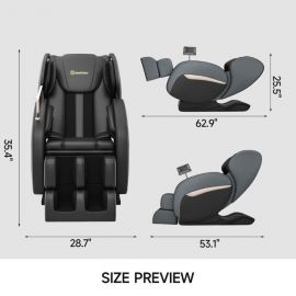 Real Relax Zero Gravity Massage Chair, Shiatsu Massage Relaxation Recliner with Heating and Bluetooth, Black