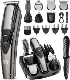 Máy tỉa râu điện cho nam, Electric Beard Trimmer for Men: 16-in-1 Professional Barber Hair Clippers - Cordless Grooming Kit - Turbo Speed & Precision Blades