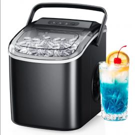 Simzlife 26 lbs/24H Countertop Ice Maker Machine, 9 Bullet-Shaped Ice in 6 Min, Auto-Cleaning