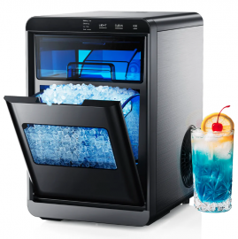 Simzlife Nugget Ice Maker Countertop, 44lbs/24H, Self-Cleaning, Soft Chewable Pellet Ice, Pebble Ice Maker Machine for Home/Kitchen/Party
