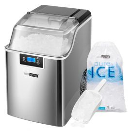 Máy làm đá viên SPECSTAR Nugget, Countertop Ice Maker with Hand Scoop 10 Ice Bags and Self Cleaning Function 44lbs/Day, Silver