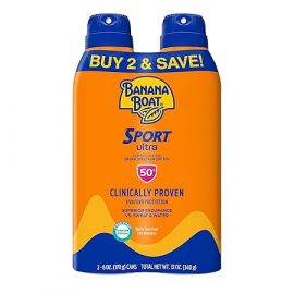 Xịt chống nắng Banana Boat Sport Ultra SPF 50 Twin Pack | Banana Boat Sunscreen Spray SPF 50, Spray On Sunscreen, Water Resistant Sunscreen, Oxybenzone Free Sunscreen Pack, 6oz each
