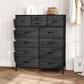 Tủ ngăn kéo 10 ngăn GIKPAL, Chest of Drawers for Bedroom with Side Pockets and Hooks, Black