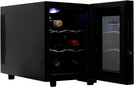 Tủ làm mát rượu Koolatron, Black, Thermoelectric Wine Fridge, 0.65 cu. ft. (16L), Freestanding Wine Cellar, Red, White and Sparkling Wine Storage for Small Kitchen, Apartment, Condo, RV