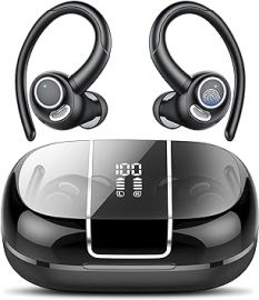 Tai nghe thể thao không dây Bluetooth 5.3 Over Ear Buds Stereo Deep Bass Headset with Earhooks, 48H Wireless Earphones with HD Mic, IP7 Waterproof Earbud for Sports/Running/Workout