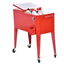 Thùng giữ lạnh Costway Red Outdoor Patio 80 Quart Cooler Cart Ice Beer Beverage Chest Party Portable