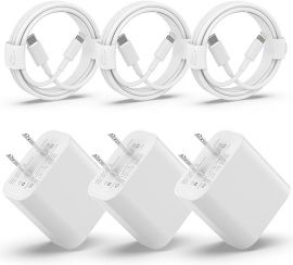 Bộ dây và củ sạc nhanh USB C【MFi Certified】3Pack 20W Type C Wall Charger Block with 6FT Long USB C to Lightning Cable Compatible for iPhone 14Pro/13 Pro/12/12 Pro Max/11/XS Max/XS/XR/X/8