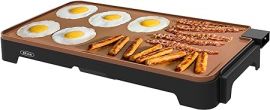 Bếp nướng điện chống dính titanium BELLA XL, Make 15 Eggs At Once, Healthy-Eco Non-stick Coating, Hassle-Free Clean Up, Large Submersible Cooking Surface, 12" x 22", Copper/Black