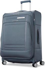 Samsonite UpLIFT Lightweight Medium Checked Softside Luggage with Spinner Wheels - Có thể mở rộng - Vali mềm polyester được hãng hàng không chấp thuận cho du lịch siêu nhẹ - Màu xanh nguyên tố