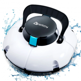 (2025 Upgrade) Cordless Robotic Pool Cleaner, Winny Pool Cleaner Automatic Pool Vacuum with Dual Filters, 80 Mins Runtime, Ideal for Flat Above Pools Up to 645 Sq.Ft (White and Blue)