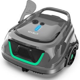 WYBOT Cordless Robotic Pool Cleaner, máy hút bụi hồ bơi tự động trong 120 phút, bộ lọc kép, đèn báo LED, sạc 2,5 giờ, lý tưởng cho hồ bơi phẳng trên mặt đất (đen xanh lá cây)
