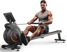 YOSUDA Magnetic/Water Rowing Machine for Home - Máy chèo thuyền sử dụng Bluetooth, hỗ trợ ứng dụng, máy chèo thuyền dành cho vận động viên thể lực cao, đệm ngồi thoải mái